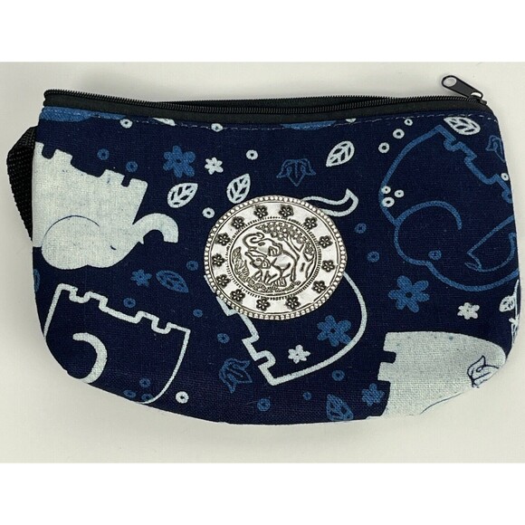 Thai Boho Makeup Bag New Blue Elephant Cosmetic Lightweight Zipper Close Travel - Picture 1 of 3